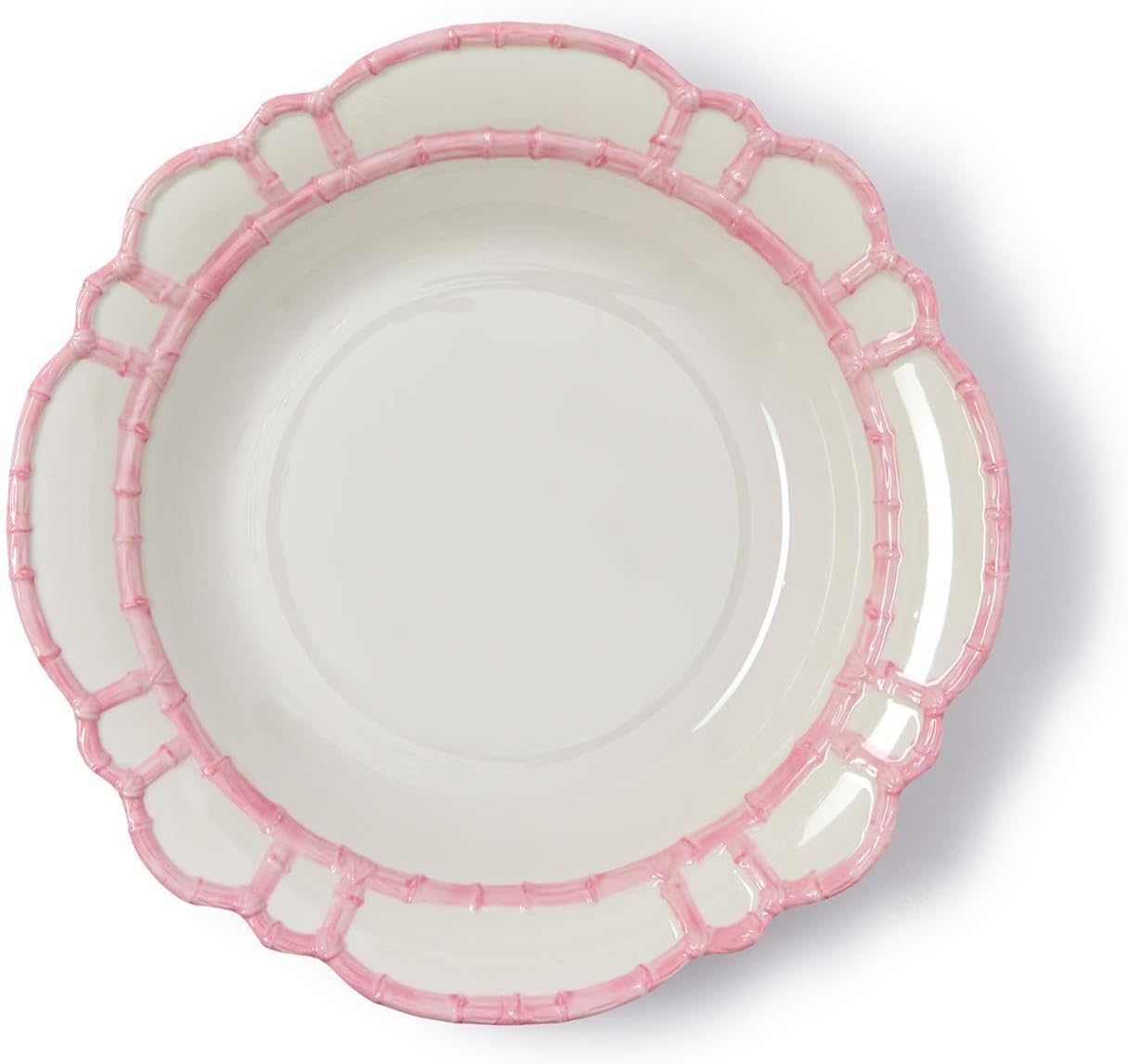 Two's Company Pink Bamboo Touch Bowl, 15-Inch, Melamine