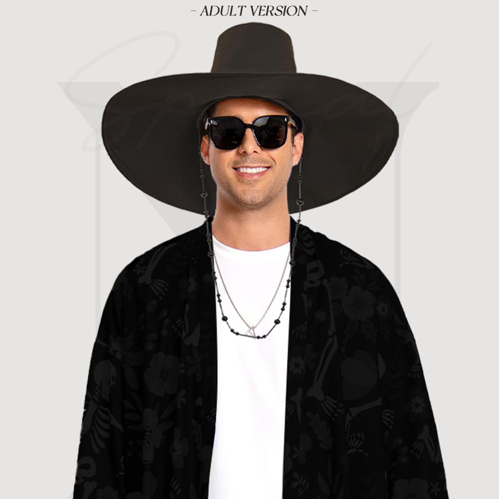 Sun Hats for Men Boys Teens Fishing Hat Idol Cosplay Cap Headwear Wide Brim Summer UV Protection Black Hat