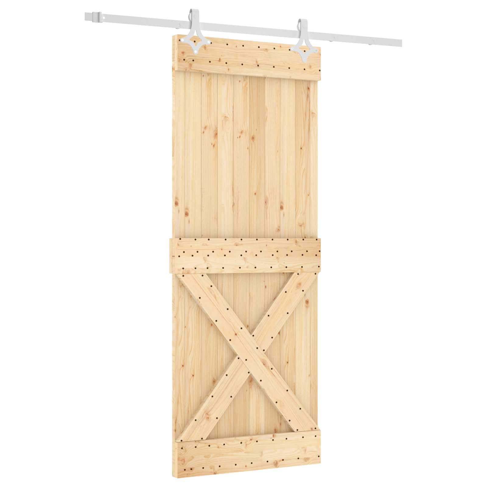 Puerta corredera 80 x 210 cm madera pino y blanco