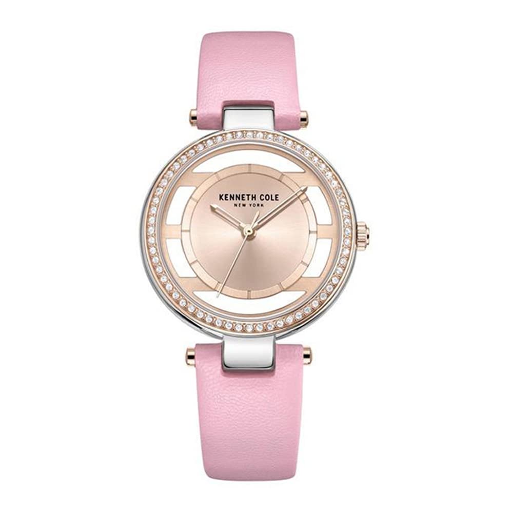 Quartz Analog Rose Gold Dial Pink Leather Strap Watch for Women - KCWLA2219801LD-image-19