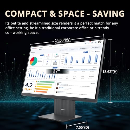 Image of Lenovo 27 inch FHD All-in-One Desktop, Intel 8-core i5-13420H up to 4.6GHz, 16GB DDR5, 512GB SSD, Intel UHD Graphics, Wi-Fi 6, Wireless Keyboard & Mouse, Win 11, Grey (Renewed)