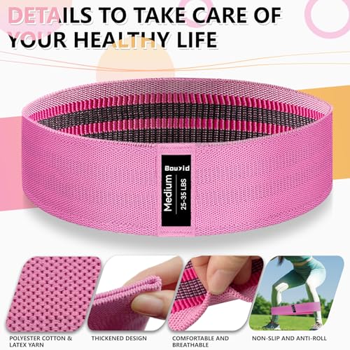 Image of Resistance Bands for Working Out, 4 Levels Exercise Bands for Women & Men, Elastic Workout Band for Physical Therapy, Fabric Booty Band for Gym, Yoga, Pilates, Leg Training