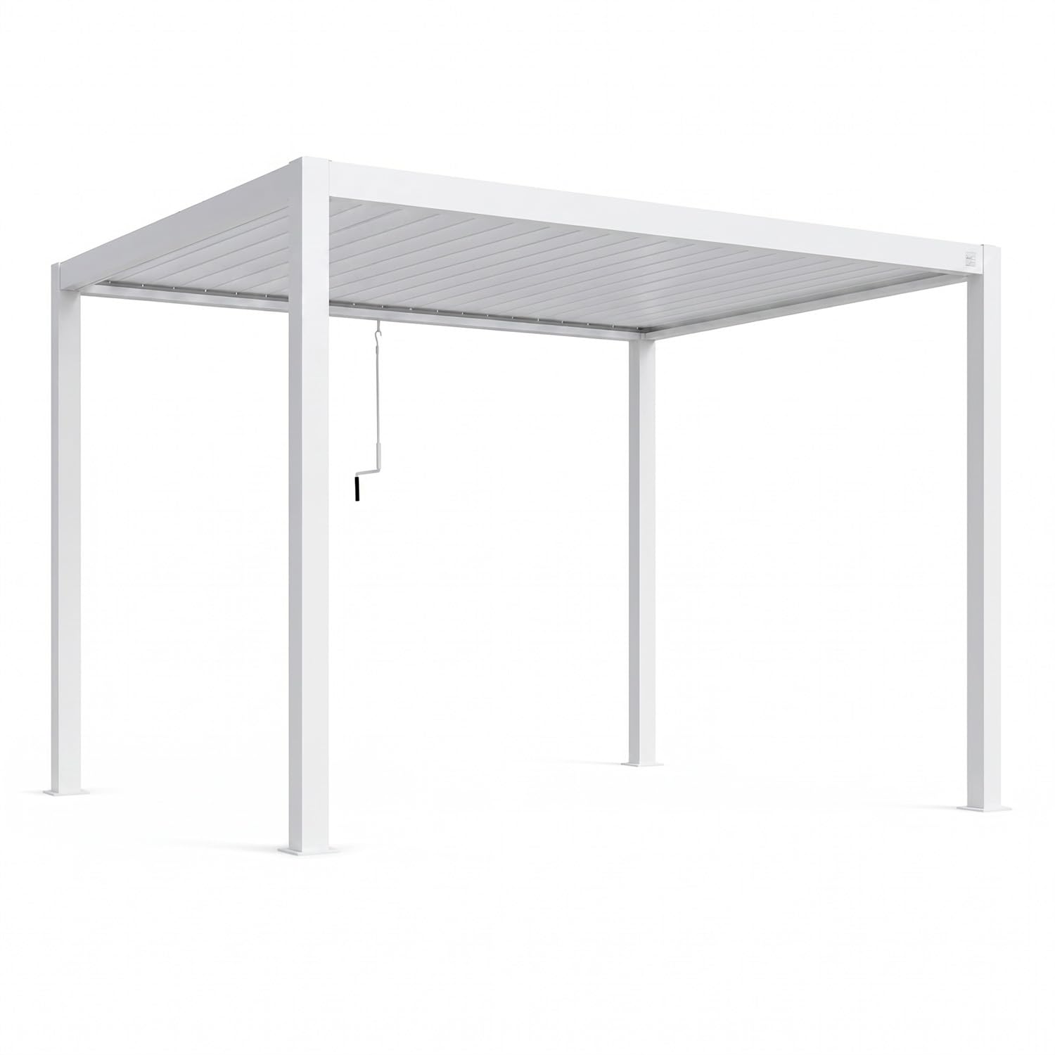 Pergola Bioclimatica 3x4 Metri Gazebo Con Tetto A Lamelle Orientabili Sistema Di Drenaggio Struttura In Alluminio E Acciaio Resistente Ai Raggi UV Per Esterni Bianco Opaco