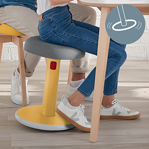 Image of Leitz Active Sit Stand Stool - Ergonomic Height Adjustable 46cm to 79cm Wobble Chair, Round Swivel Office Desk Seat, Ergo Cosy Range, Warm Yellow, 65180019