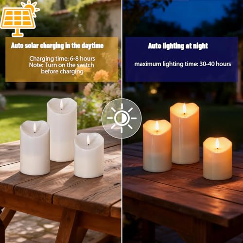 Image of Wondise Rechargeable Solar Candles Outdoor Waterproof IP65