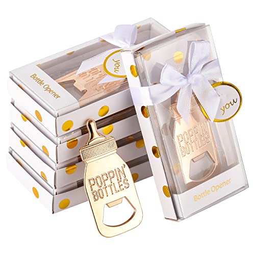 12Pcs Baby Shower Return Gifts For Guest Supplies Poppin Baby Bottle Shaped Bottle Opener With Exquisite Packaging Wedding Favors Party Souvenirs Decorations 12Pcs By Weddparty(White) #TOP29