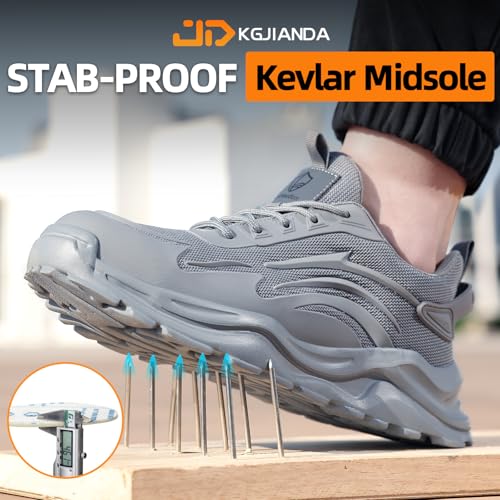 Image of Steel Toe Shoes for Men, Lightweight Safety Work Shoes, Breathable Puncture-Resistant Work Shoes for Warehouse, Factory and Light Construction