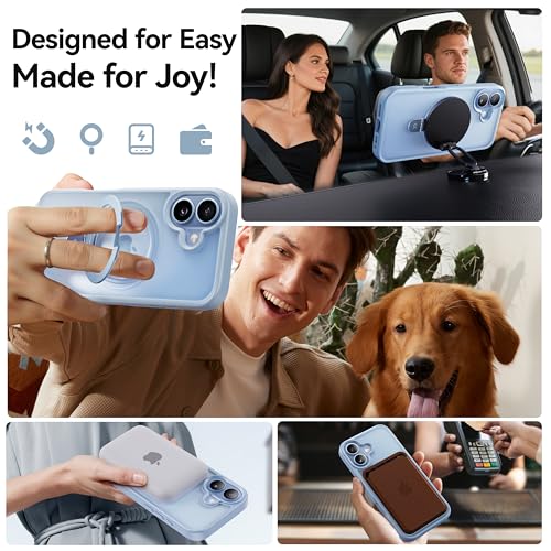 Image of CASEKOO Ultra-Magnetic Stand for iPhone 17 Case [Military Drop Protection] [Compatible with MagSafe] Shockproof Translucent Slim Matte for iPhone 17 Phone Case with Ring Holder 6.3 Inch, Light Blue