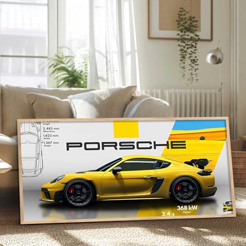 Image of kotart Big Porsche Car Framed Posters Gift Items for Boys Room Wall Decoration Bedroom Living Room Office Studio Decor | Car Poster Frame for Wall Decor Set Of 1 Size (10 x 19 inch)