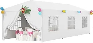 FDW Party Tent 10x30 Outdoor Gazebo Canopy with 8 Removable Sidewalls, Waterproof Wedding, Patio, – UV Protection for Events & Gatherings