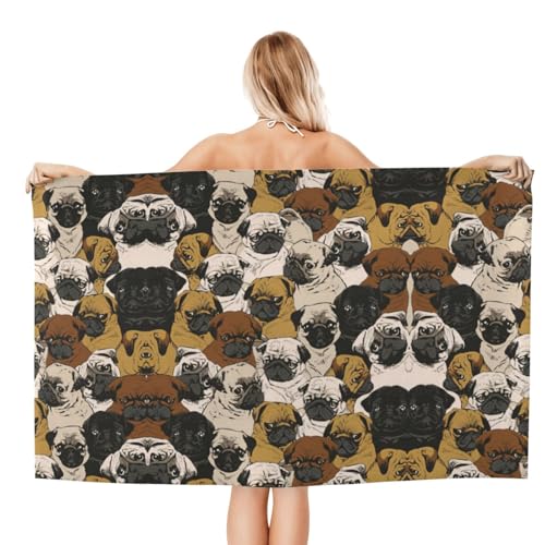 Serviette de bain microfibre imprimée Pug pour la douche - 3