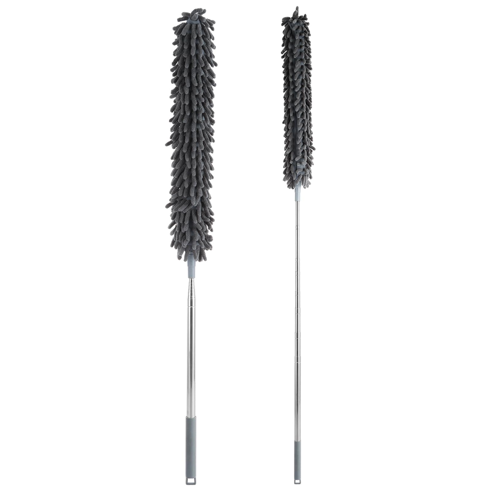 ASelected Feather Duster,Extendable Duster with Long Handle,Microfiber Detachable Bendable Telescopic and Hand Dust for Cleaning Dust, High Ceiling, Blinds, Lights,Cobweb,Cars,Furniture,Grey