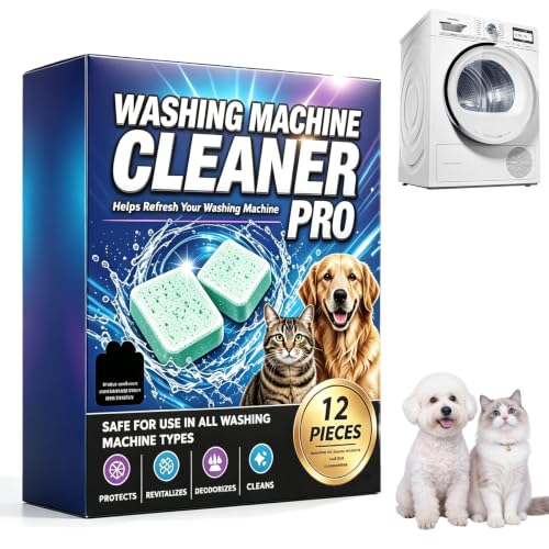 Prime Drum Washing Machine Cleaner Pro 12-Pack Deep Clean Drum & Remove Pet Hair For Front/Top Load Washers Septic Safe Limescale Descaler Eliminates Odour Mould Detergent Residue