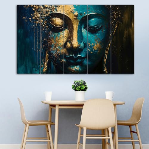 Image of Spacter art Lord Buddha Wall Painting for Living Room Big Size - Meditating Gautam Buddha Painting Wall Decor Peaceful Art for Bedroom, Office, Hotels & Gifting - Wooden Framed (30x60 inch)