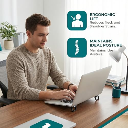 Soportes Ajustables para Laptop NIIIYTYB 4 Piezas Negro miniatura 5