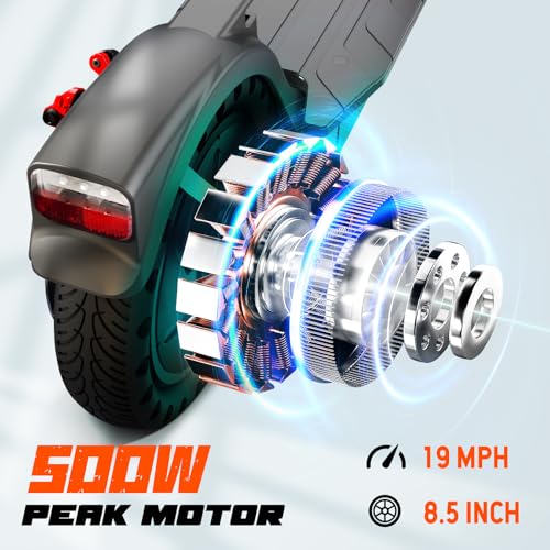 SISIGAD Electric Scooter Adults 8.5\" Tires, 15 Miles Range, 19Mph Top Speed Adult Scooters, Portable Folding Fast E-Scooter with Dual Braking System, LCD Display and App