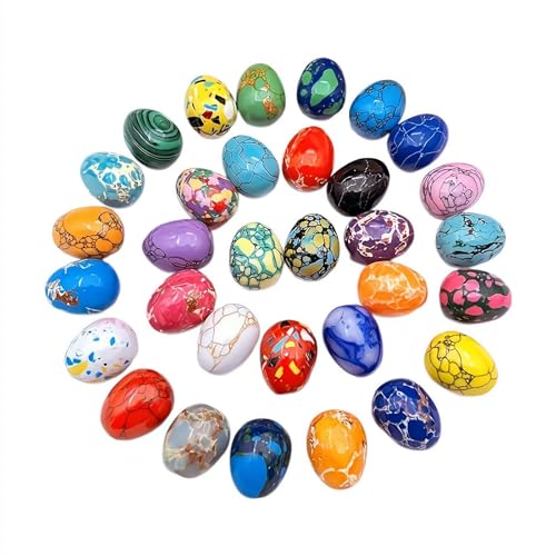 Huevos de cristales coloridos, 30 huevos de Pascua, pequeños huevos de piedra natural pulida, para exhibiciones de primavera y regalo de Pascua, color aleatorio, 2,1 x 1 cm