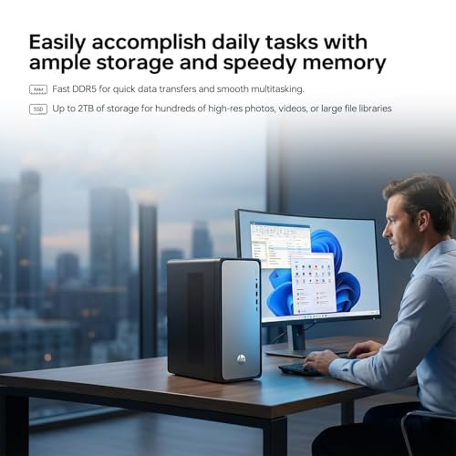 Image of HP OmniDesk MO2 Envy Next Brand Tower Desktop, i7-14700 (> Ultra 7 155H), Copilot AI PC, 64GB DDR5 RAM, 8TB SSD, W11H, Wi-Fi 6, Wired KB & M, 2-Monitor Support, Bundle with ADATA 64GB USB Flash Drive