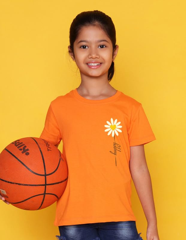 Image of Nusyl Girl's Floral Regular Fit T-Shirt
