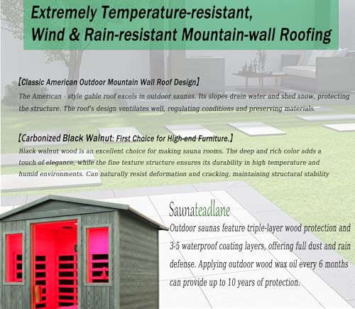 Image of LTCCDSS Ultra Low EMF Outdoor Sauna 3 Person, Full Spectrum Carbonized Composite Wood Far Infrared Sauna for Home, Near&Mid-IR Light, EMF 0.1-1mG, 81.1 * 45 * 83.5 Inch