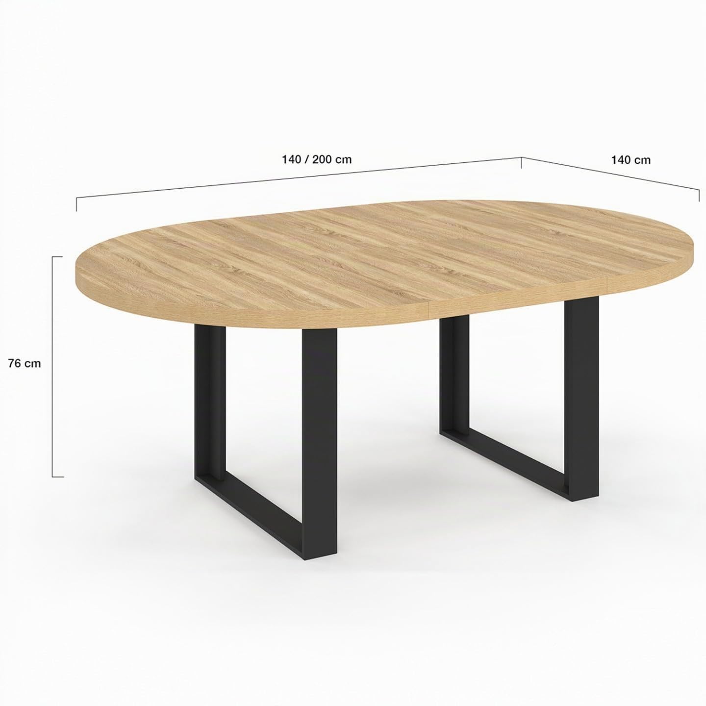 IDMarket - Mesa de comedor redonda extensible Phoenix 6-10 personas madera y negro 140-200 cm