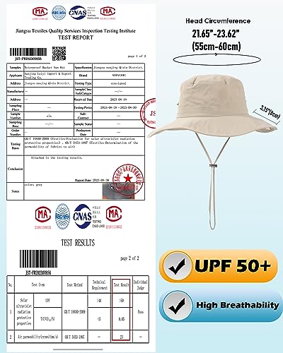 Waterproof Bucket Rain Hat for Women Wide Brim Summer UPF50+ Cowboy Sun Hat Men Foldable Soft Floppy Beach Hat Beige