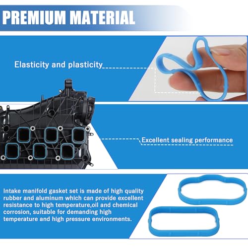 Image of Sorello Engine Intake Manifold Gaskets Lower & Upper Gasket Plenum Set Compatible with Chrysler for Dodge for Jeep for Ram 3.6L 2011-2019 - Replace MS97204 MS97205