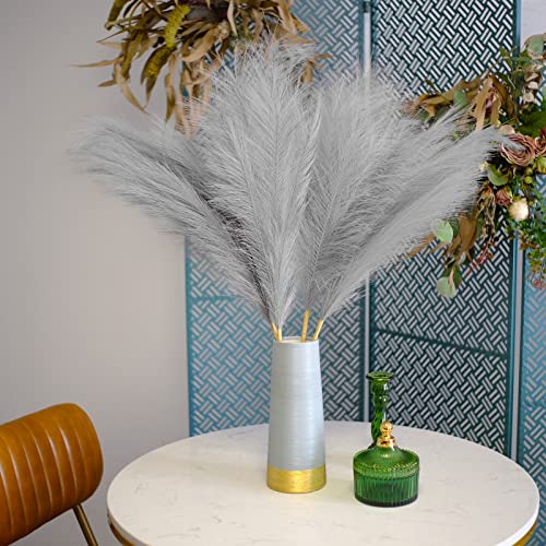 Lot de 4 herbes de pampa artificielles grises - Plantes d'herbe de pampa artificielles - Longues branches d'herbe de pampa Cover