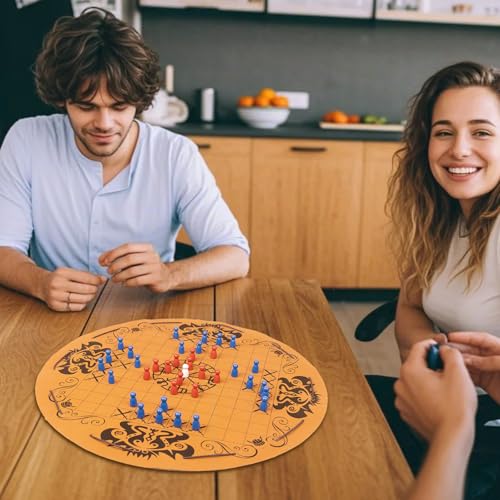 Juego de Mesa Hnefatafl Set Vikingo con Tablero de Cuero miniatura 5