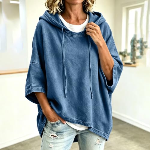 FPMLUXLL Womens Casual Hoodie Fall 3/4 Sleeve Oversized Pullover Sweatshirt - image 5