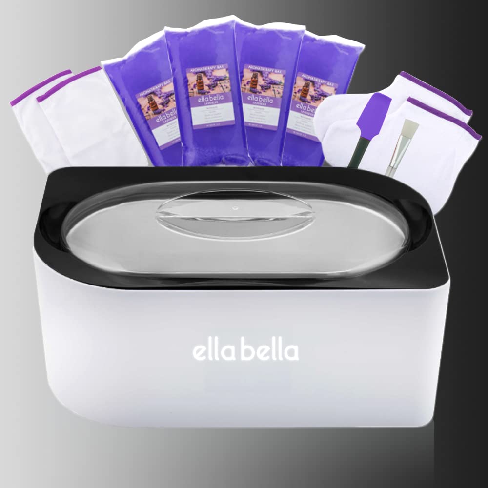 ELLA BELLAParaffin Wax Machine for Hand and Feet • Parafin Wax Warmer • Everything in One Kit – Paraffin Wax Refills, Mitts & Booties • Soothing Relief with Parrafin Wax • At Home Spa Experience