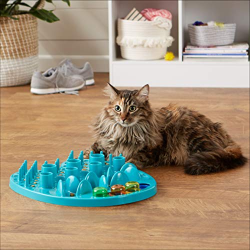 Image of Amazon Basics Pet Activity Center and Feeder, 13.4 X 2.4 X 14.7 Inches, Blue