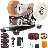 Mini Belt Sander, Electric Small Sander Knife Making Supplies, 7 Adjustable Speed Electric Knife Sharpener, Power Belt Grinder for Woodworking, Metal Working DIY (6.5'' x 6.8'' x 4.8'')