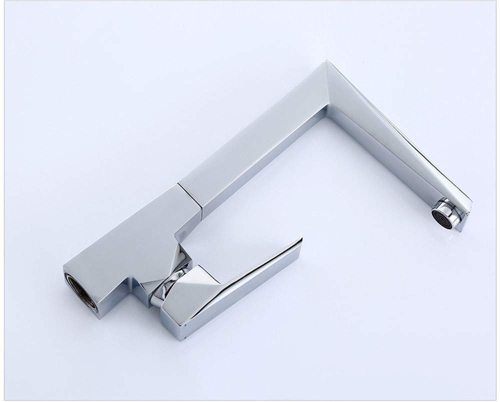 Grifo de Lavabo Mezclador de Agua fría y Caliente Grifo de Lavabo de baño Grifo de Fregadero de Cocina de galvanoplastia de un Solo Mango con aireador