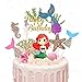 JIASHA Sirena Topper Torta,7 Pezzi Decorazione Torta Sirena,Sirena Cupcake Toppers,Glitter Mermaid Topper,per Matrimonio, Festa di Compleanno e Baby Shower
