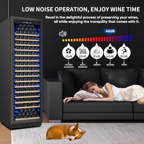 Image of ORYMUSE 200 Bottle Upgrade Wine Cooler Refrigerator - 24 Inch Large Capacity Wine Fridge Built-In Freestanding, with Quiet Compressor, Professional Temperature Control & Wine Cellar - Black