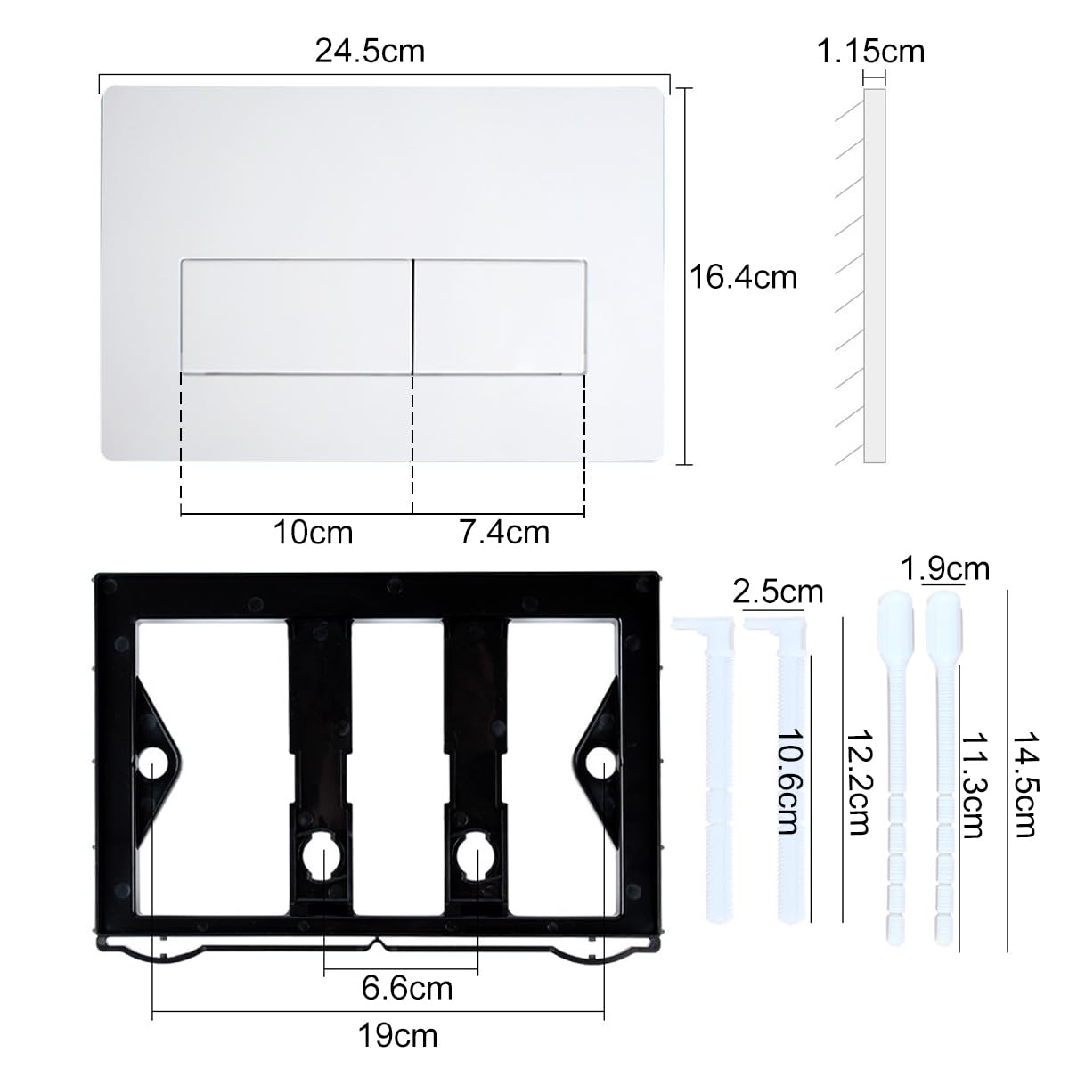 Toilet Plaque de Déclenchement, Chasse Deau Compatible with Geberit Sigma, UP300 et UP320, with Double Flush Equipped with a Set of Hunting Levers and Installation Frame