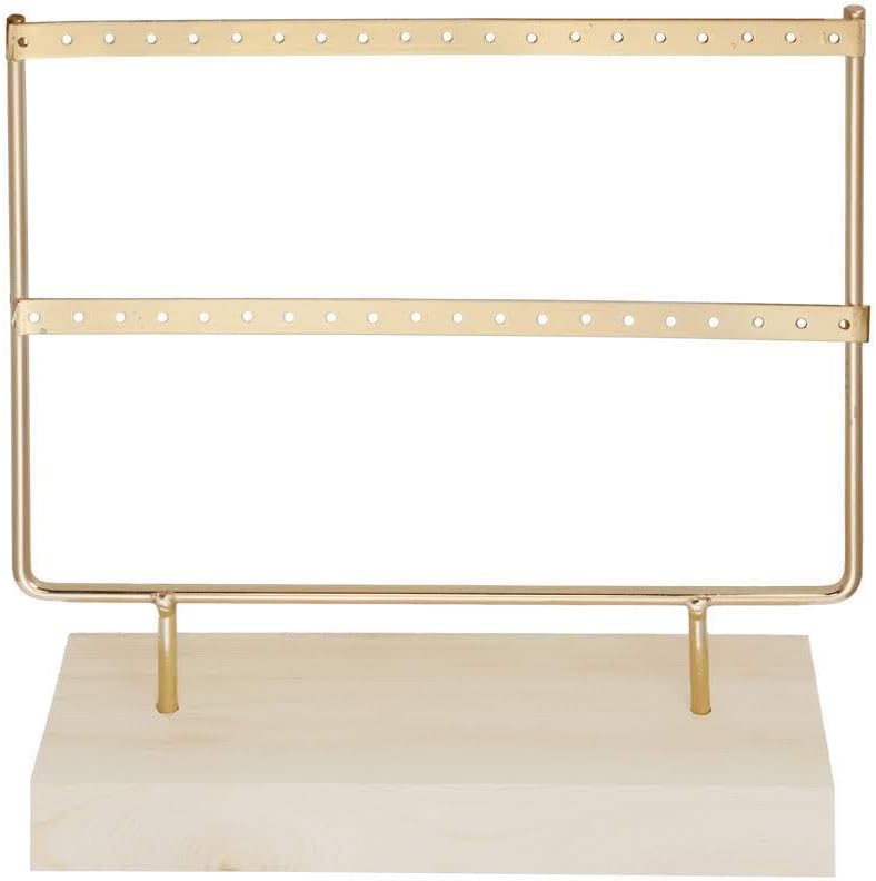 RUBY - Organizador de Joyas , Expositor de Pendientes de Madera y Metal, Joyero Soporte Vintage, Jewelry Organizer, Joyeros Colgador Pendientes (Oro, 2 Pisos)
