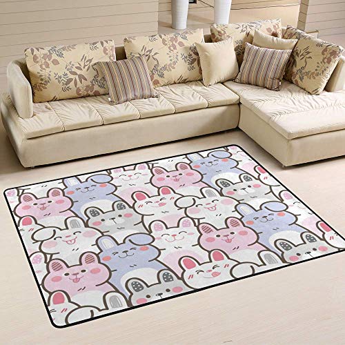 Tapis de sol antidérapant et lavable grand format motif lapin - 6