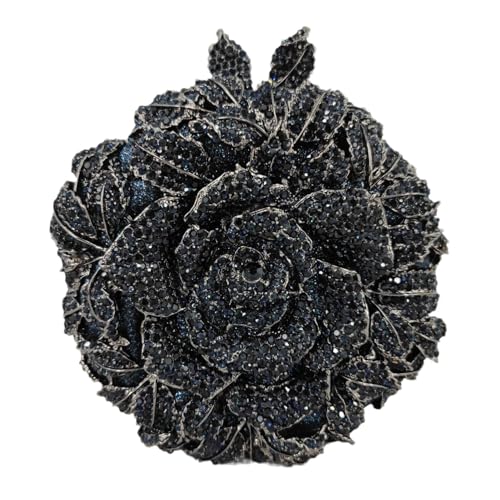Image of Boutique De FGG Mini Round Flower Crystal Clutch Purses for Women,Formal Evening Bags,Rose Wedding Clutch Bag Party Handbags