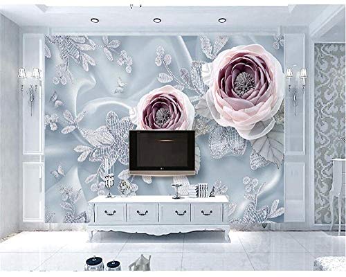 3 Seide Spitze Blumen Luxus Hochzeit Zimmer TV Hintergrund Wand Papel de Parede Tapete Papier Peint Hudas Schönheit - 200x140cm/79"x 55