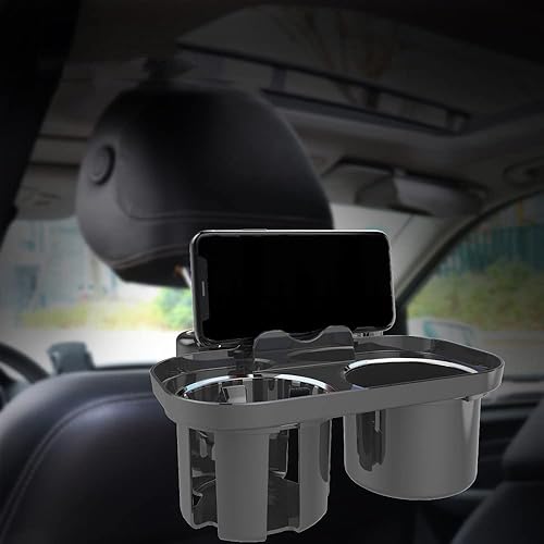 Miniatura 3 de Riloer Reposacabezas de coche doble soporte para tazas, organizador de respaldo de asiento de coche, bandeja universal para asiento trasero,