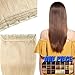 Produktbild Clip in Extensions Echthaar günstig Haarverlängerung 1 Tessse 5 Clips Haarteile Echthaar Remy Human Hair 45cm-50g(#60 Weißblond)