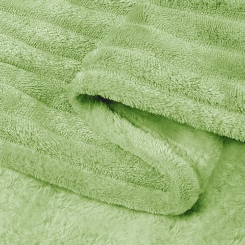 Image of BEDELITE Fleece Blanket King Size - 3D Ribbed Jacquard Soft and Warm Decorative Fuzzy Blankets - Cozy, Fluffy, Plush Lightweight Throw Blankets for Couch, Bed, Sofa(Sage Green, 108x90 inches)