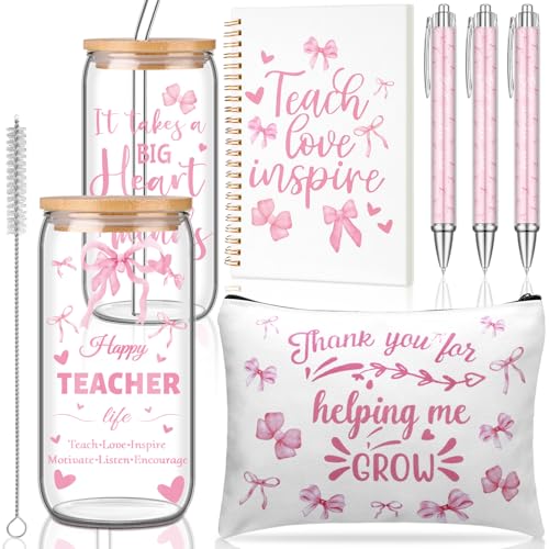 Kosiz 6 Pcs Christmas Teacher Appreciation Gifts Christmas Thank You Gifts Ideas Basket for Teachers from Student Pastel Pink Present Ideas for Teacher Xmas Holiday Birthday Supplies