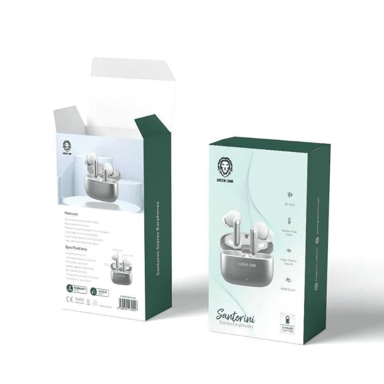 Green Lion Santorini Stereo Earphones - Silver