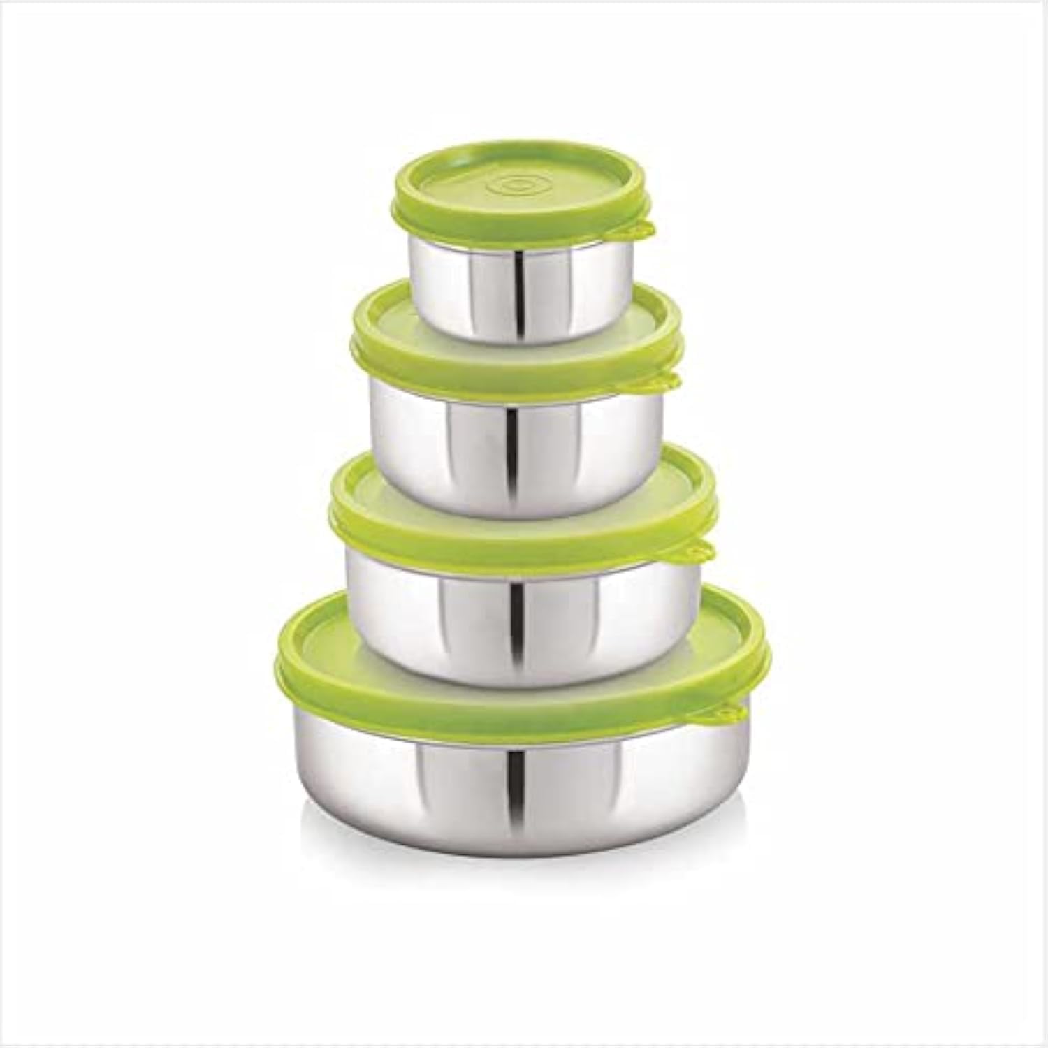 STEELLOCK Stainless Steel Airtight Container | Leak Proof Container/Storage/Lunch Box with Lid | BPA Free, Durable & Rust-Proof | SL-11-22-32-42-set of 4, 120ml, 250ml, 500ml & 700ml each, Green