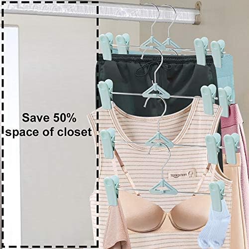 Miniatura 6 de Perchas para pantalones con clips, 50 perchas apilables para ropa con clips, perchas antideslizantes para pantalones, perchas para faldas con clips,