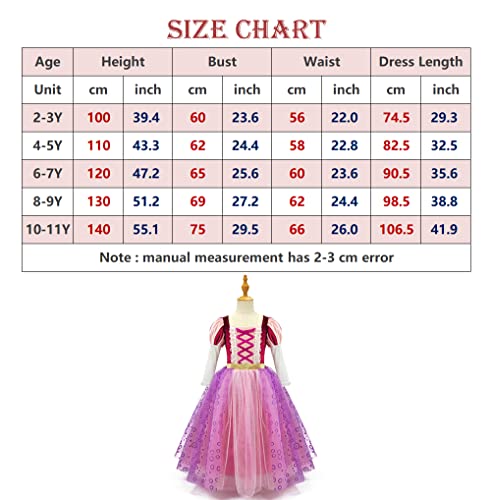 Tyhtym Rapunzel Costume Little Girls Tangled Princess Cosplay Flowers Purple Dress Up Halloween Birthday Party With Tiara Accessories (Rapunzel, 2-3T) #TOP2