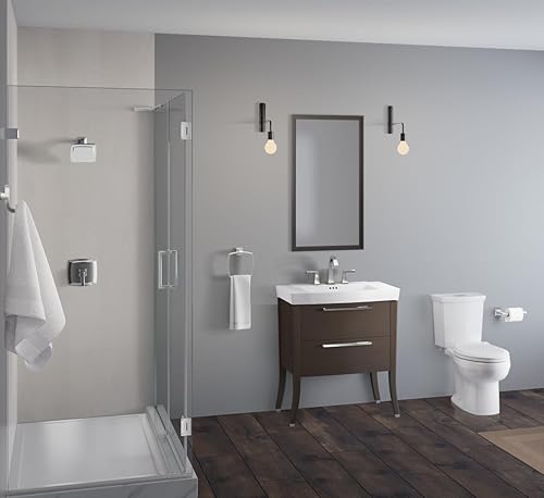 Miniatura 2 de American Standard 606CA002.020 H2Option Inodoro de dos piezas con asiento de inodoro y anillo de cera, parte delantera alargada, altura estándar,